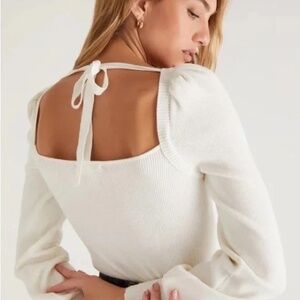 NWT Z SUPPLY White Hadley Tie Back Sweater Size Small